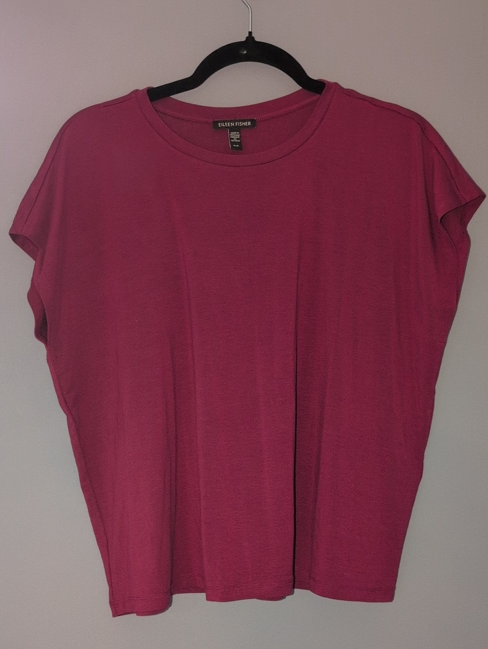 Eileen Fisher Short-Sleeve Crewneck Tee - Raspberry